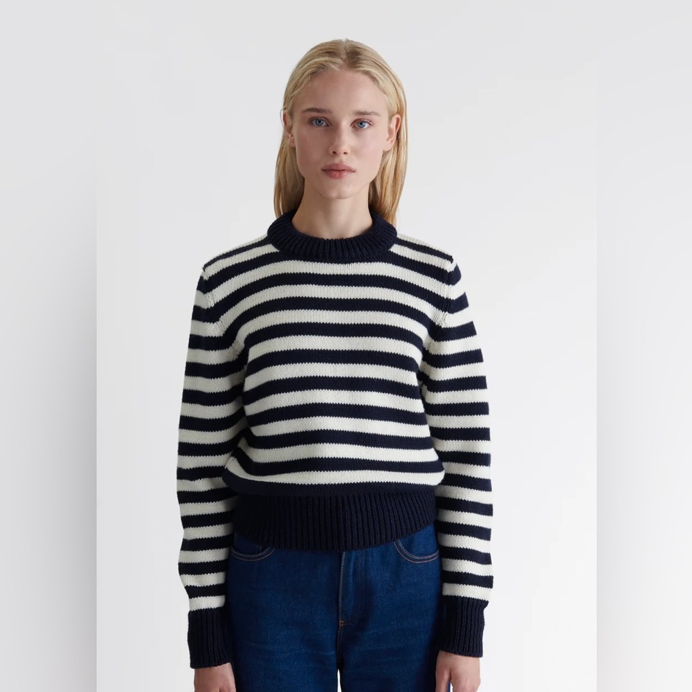 &Daughter Agnes Stripe Guernsey in Ecru/Navy